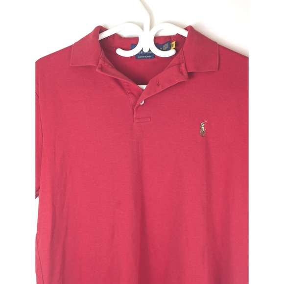 Ralph Lauren Men's L Red Cotton Custom Slim Fit Poloโ Shirt Multicolor Pony - Picture 3 of 7